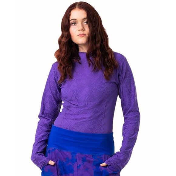 MTV Women's Bodysuit Long Sleeve Shapewear Leotard Violet XS NEW - Picture 6 of 7